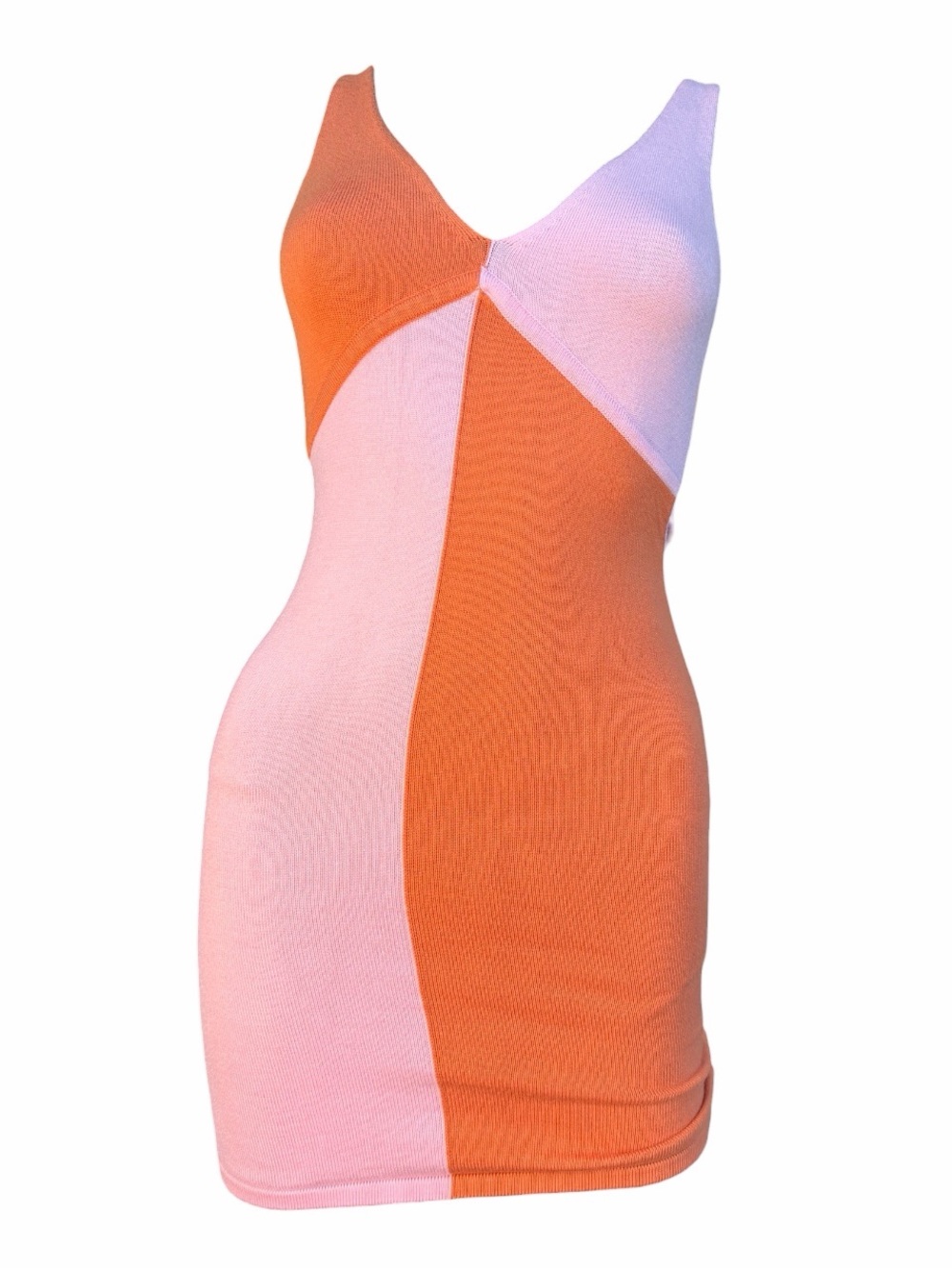 Princess Polly Pink Orange Colorblock Knit Mini Dress Bodycon Y2K